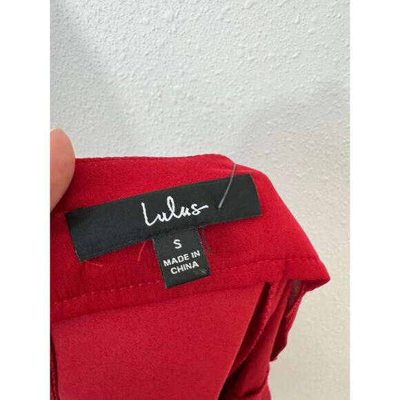 Lulus Red Asymmetrical Wrap Midi Dress Size Small NWT High Low Hem - Picture 11 of 11